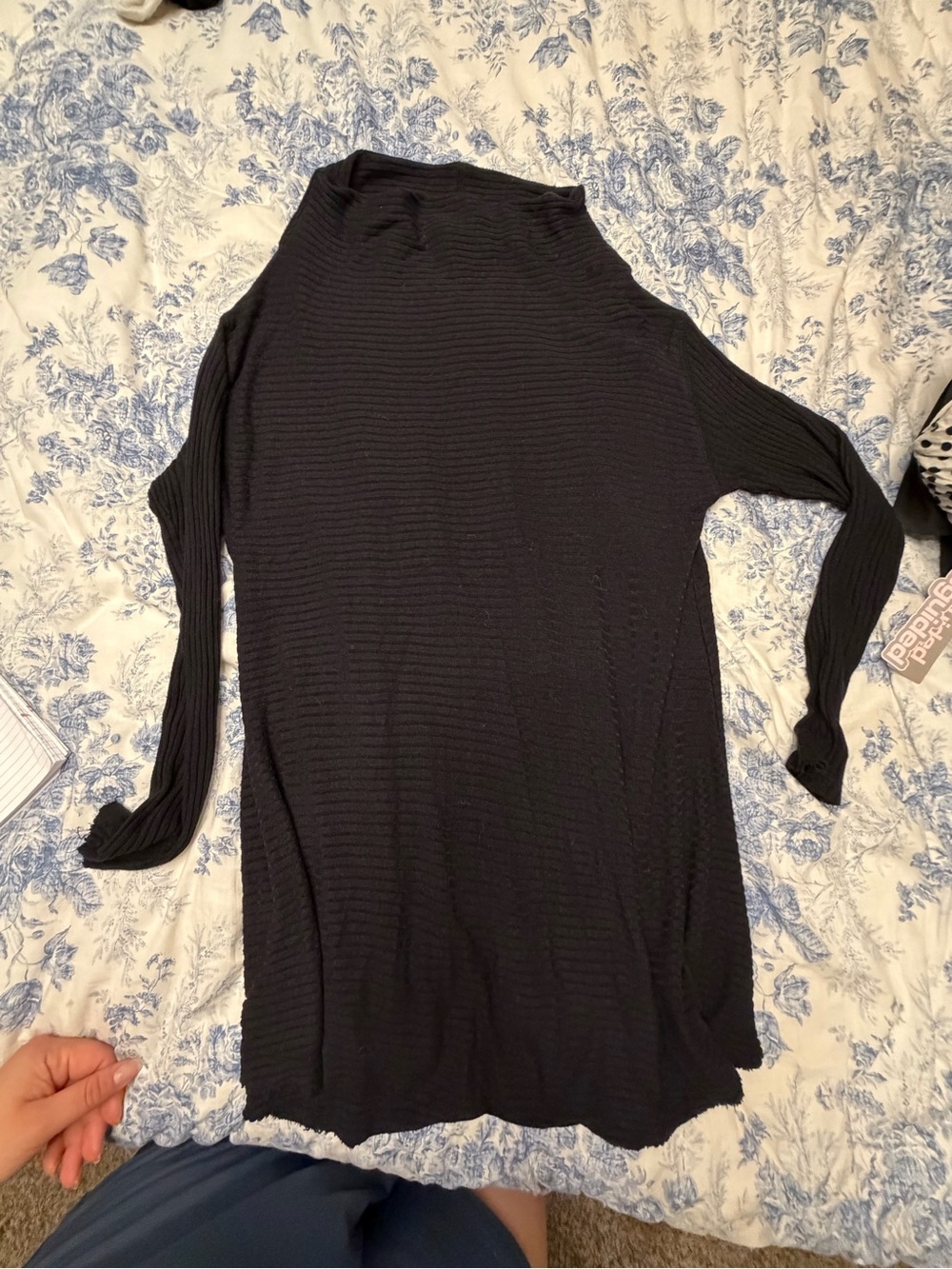 We The Free Black Ribbed Long Sleeve Top